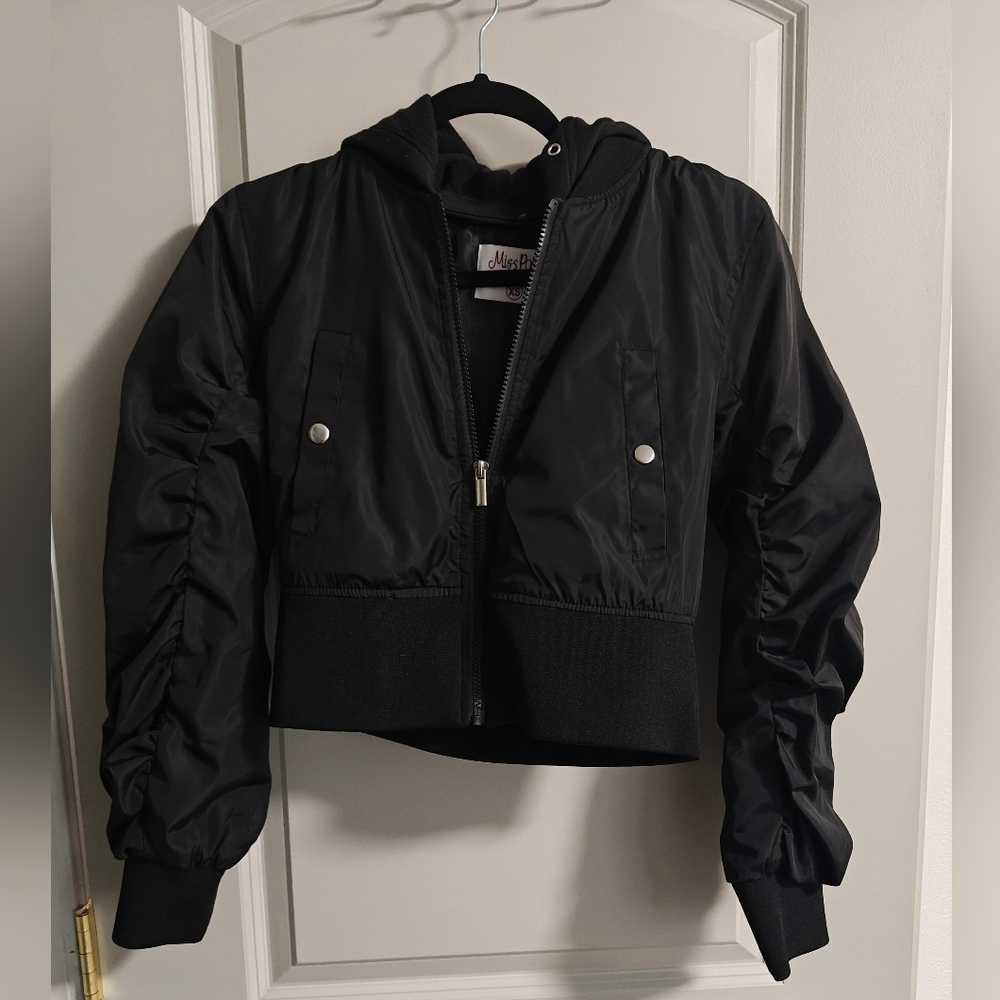 Guess Black Puffer Jacket with High Collar